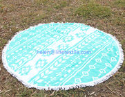 round beach towel printed with tassel customer design , dia 150cm