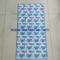 China RPET bottle recycled polyester material waffle fabric custom design double side print beach towel with logo supplier