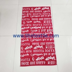 China Red custom beach towels 100% thin organic cotton terry checkered word printed woven jacquard beach towels with logo cust supplier