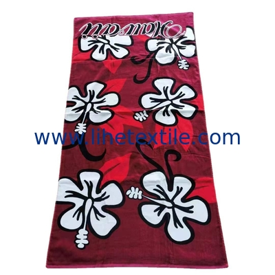 Eco friendly beach towel 100% cotton custom Reactive printing flower beach bath towel