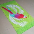 China supplier Custom Cotton Velour Digital Print Parrot Design Green Beach Towel