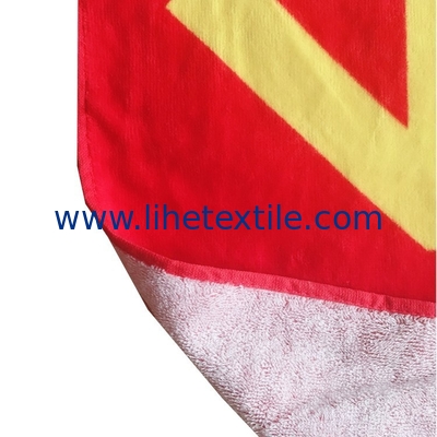 wholesale promotional custom digital printing red cotton velour beach towel with logo