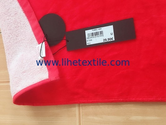 wholesale promotional custom digital printing red cotton velour beach towel with logo