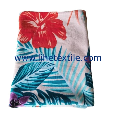 Extra large thick beach towel custom flower pattern luxury cotton printed beach towel