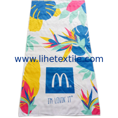 Private label soft quick dry beach towel serviette de plage custom 100% polyester microfiber disperse print beach towels