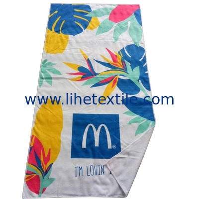 Private label soft quick dry beach towel serviette de plage custom 100% polyester microfiber disperse print beach towels