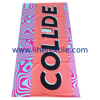 Wholesale Digital Photo Printed Cotton Custom pink Beach Towel With Logo