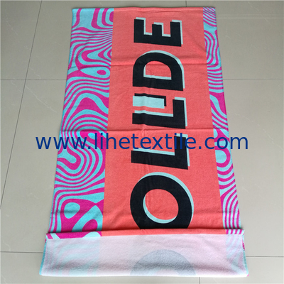 Wholesale Digital Photo Printed Cotton Custom pink Beach Towel With Logo