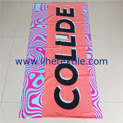 Wholesale Digital Photo Printed Cotton Custom pink Beach Towel With Logo