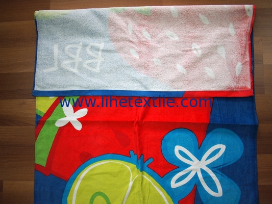Amazon hot sale small MOQ fruit design digital active printing high quality cotton wholesale printed beach towel