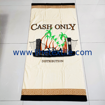 Promotional Big 100% Cotton Custom Digital Printed Custom Logo Beach Towel