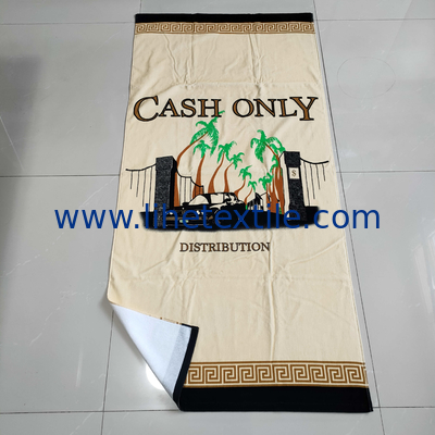 Promotional Big 100% Cotton Custom Digital Printed Custom Logo Beach Towel