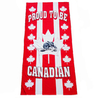 100% Cotton Terry Velour 2 Person Beach Towel Custom Print The Maple Leaf White And Red Striped Beach Towel With Logo
