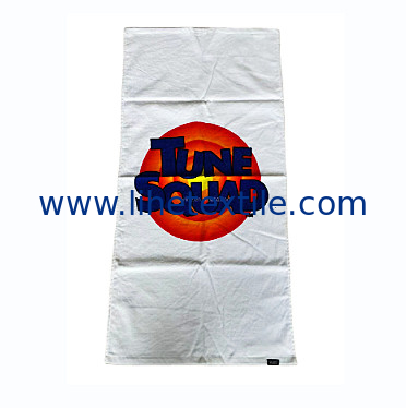 Wholesale custom 100% cotton white large beach towel with logo