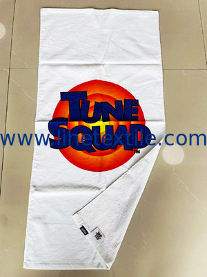 Wholesale custom 100% cotton white large beach towel with logo