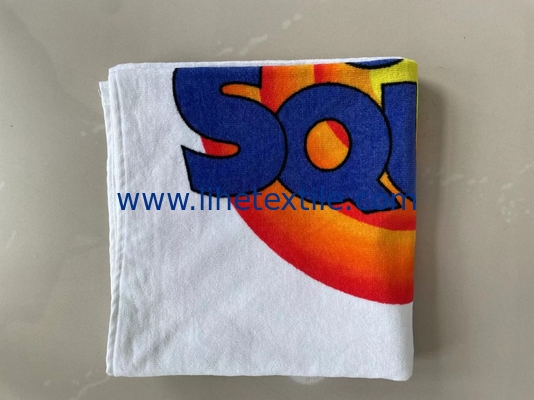 Wholesale custom 100% cotton white large beach towel with logo