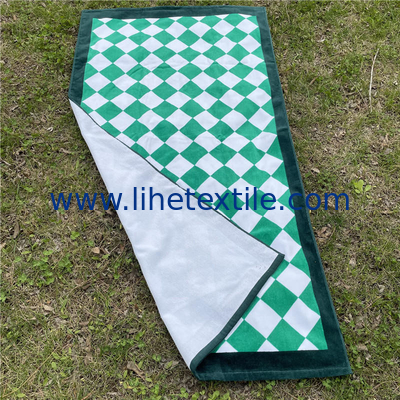 Wholesale High Quality Bath Towel Custom Printed Green Elements Of A Checkerboard Grid 100% Cotton Beach Towel
