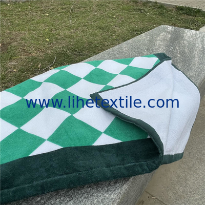 Wholesale High Quality Bath Towel Custom Printed Green Elements Of A Checkerboard Grid 100% Cotton Beach Towel