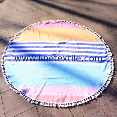 Summer Customized Round Pink Beach Towels with Tassels Sand Free Beach Towels 100% cotton