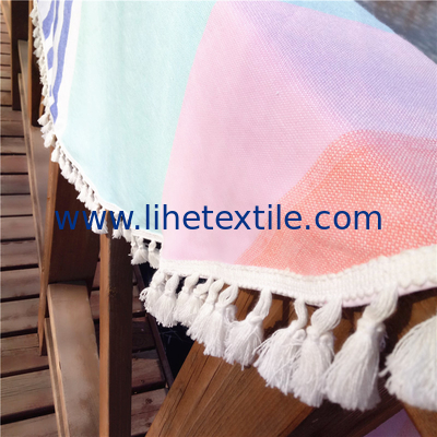 Summer Customized Round Pink Beach Towels with Tassels Sand Free Beach Towels 100% cotton