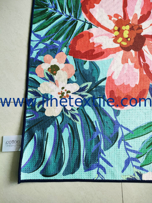 Wholesale printed summer flower recycled beach towels microfiber printed beach towel sand free waffle beach towels