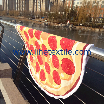 Customized  Pizza Beach Towel With Tassels Picnic Beach Mat 100% cotton