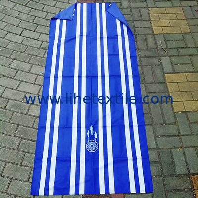 2022 New Design custom blue and white stripe printed microfiber suede beach towel with logo sand free beach towel