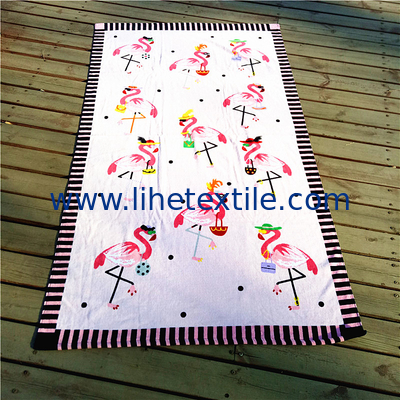 100% cotton High Quality Printed Beach Towel Quick Dry Sand Free Flamingo Beach Towel