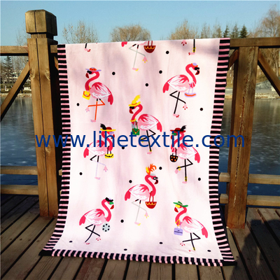 100% cotton High Quality Printed Beach Towel Quick Dry Sand Free Flamingo Beach Towel