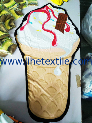 High Quality Wholesale Custom Microfiber Suede Towel Printed Pink Donuts Profiled Towel Sand Free Beach Towel