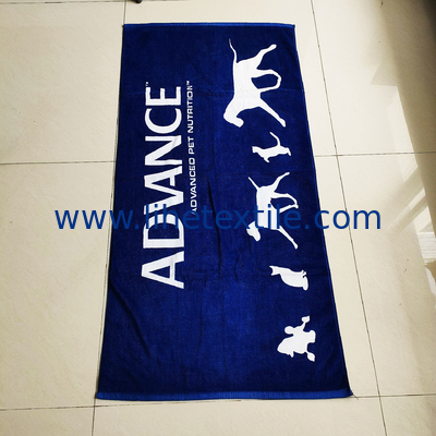 Wholesale Pure Cotton Customized Personalized White Dog  beach towel Reactive Printed Beach Towel With Logo