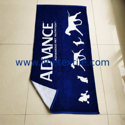 Wholesale Pure Cotton Customized Personalized White Dog  beach towel Reactive Printed Beach Towel With Logo