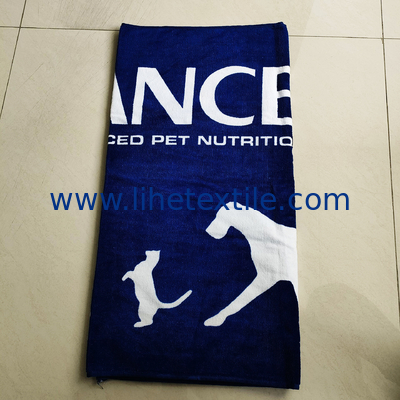 Wholesale Pure Cotton Customized Personalized White Dog  beach towel Reactive Printed Beach Towel With Logo