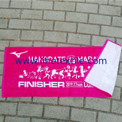 Wholesale custom 100% cotton large pink beach towel with logo printed luxury designer beach towel