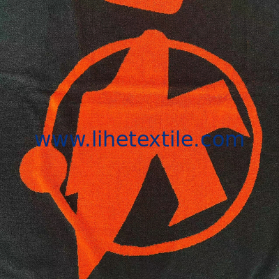 Wholesale  100% cotton jacquard bath towel custom logo orange and black velour woven jacquard beach towel