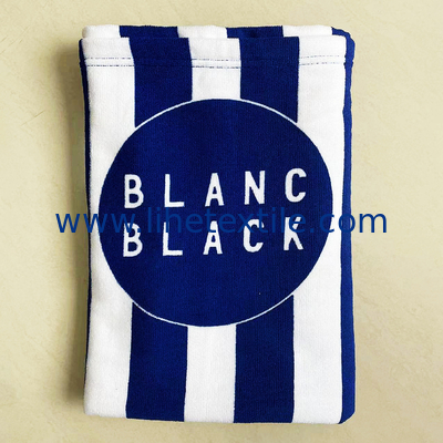 Wholesale Custom Digital Sublimated Printed Logo Sand Free Quick Dry Blue And White Stripe Microfiber Beach Towel