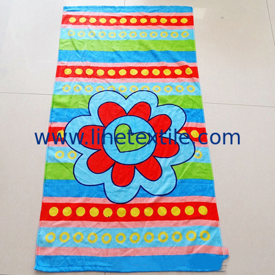 Wholesale 100% cotton coloured stripe terry bath towel and custom printed design beach towel with logo