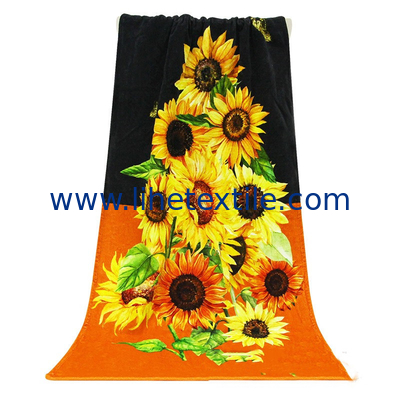 Wholesale 100% Cotton Quick Drying Custom Digital Print Sunflower Beach Towels With Logo