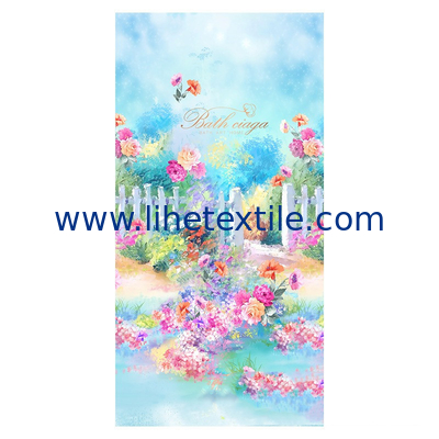 Eco friendly beach towel 100% cotton custom Reactive printing flower beach bath towel