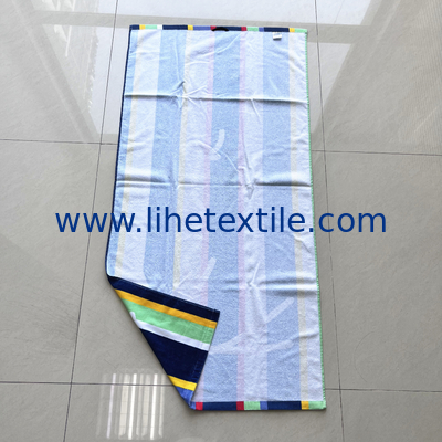 100% Cotton thick stripe rainbows beach towel with logo custom print organic cotton beach towel