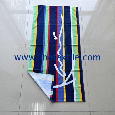 100% Cotton thick stripe rainbows beach towel with logo custom print organic cotton beach towel