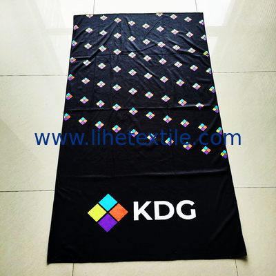 Wholesale Custom Digital Printed Microfiber 100% polyester Beach Towel With  Logo Black Oversize Beach Towel