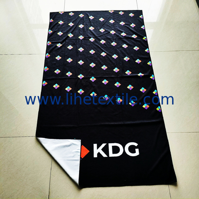 Wholesale Custom Digital Printed Microfiber 100% polyester Beach Towel With  Logo Black Oversize Beach Towel