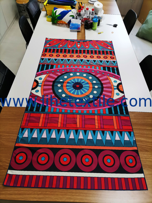 Recycled microfiber waffle fabric beach towel with bag packing printed custom design double side sand free beach towel