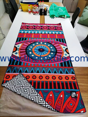 Recycled microfiber waffle fabric beach towel with bag packing printed custom design double side sand free beach towel