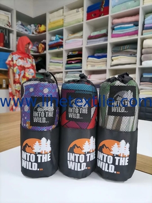 Recycled microfiber waffle fabric beach towel with bag packing printed custom design double side sand free beach towel