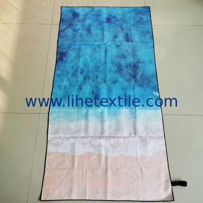 RPET plastic bottle fiber custom design double side printed recycled microfiber suede beach towel with logo