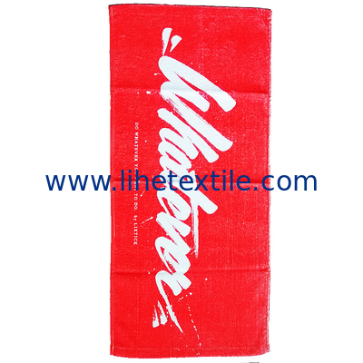 Manufacturer supply Custom High Quality Sublimation Printing Red Cotton Velour Summer Beach Towels With Logo