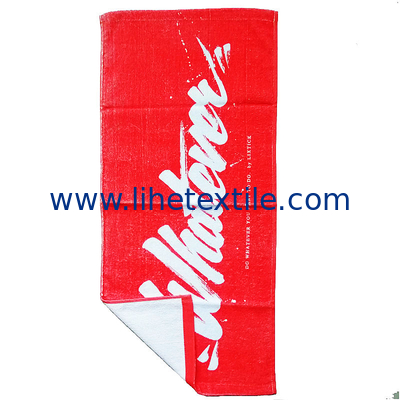 Manufacturer supply Custom High Quality Sublimation Printing Red Cotton Velour Summer Beach Towels With Logo
