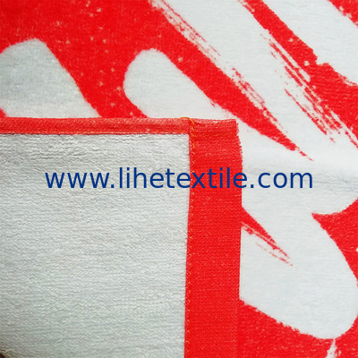 Manufacturer supply Custom High Quality Sublimation Printing Red Cotton Velour Summer Beach Towels With Logo